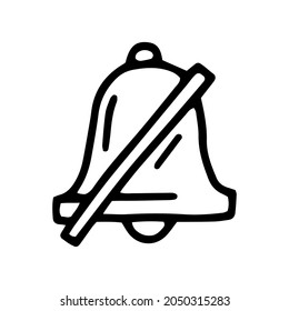 Deaktivierung der Benachrichtigungen Linie Vektordoodle einfaches Symbol