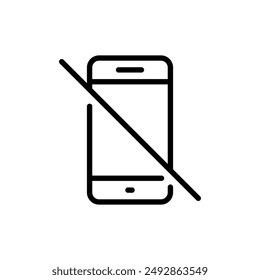 Turn off phone icon in line style. No cellphone sign symbol