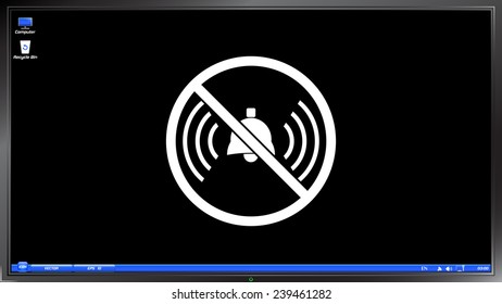 Turn off phone ringer icon on the screen monitor. Made vector illustration