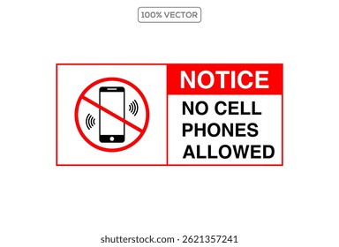 Turn Off Phone Sign. No Phones Allowed Vector template