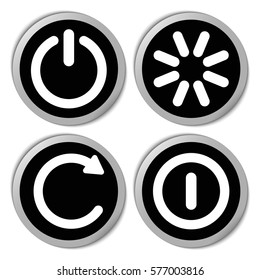Turn off power reset buttons icons - vector stickers  set