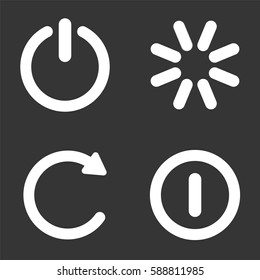 Turn off power reset buttons icons set isolated on  gray