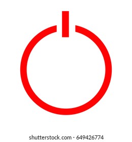 Turn Off Power vector icon. Flat red symbol. Pictogram is isolated on a white background. Designed for web and software interfaces.