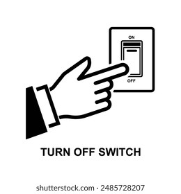 Turn off switch icon. Finger pressing on switch isolated on background vector illustration.