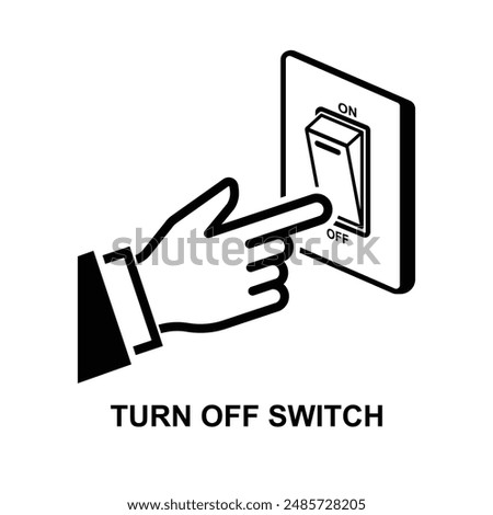 Turn off switch icon. Finger pressing on switch isolated on background vector illustration.
