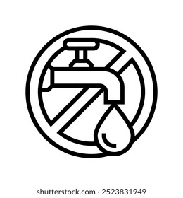 turn off tap reminder water saving line icon vector. turn off tap reminder water saving sign. isolated contour symbol black illustration