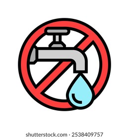 turn off tap reminder water saving color icon vector. turn off tap reminder water saving sign. isolated symbol illustration