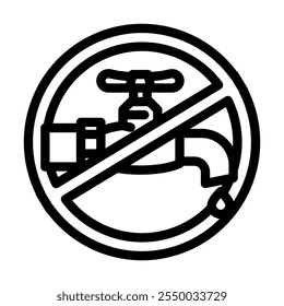 turn off tap reminder water saving line icon vector. turn off tap reminder water saving sign. isolated contour symbol black illustration