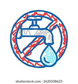 turn off tap reminder water saving doodle icon sketch vector. turn off tap reminder water saving sign. isolated symbol illustration