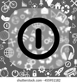 turn off vector icon - matte glass button on background consisting of different icons