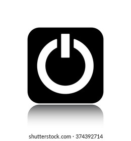 turn off vector icon on black button with reflection