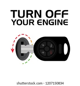 Turn Off Your Engine. Switch Off Your Engine. Signage Vector design element. Do Not Switch On Engine Symbol, Vector Illustration, Isolate On White Background Icon. EPS10