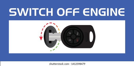 Turn Off Your Engine. Switch Off Your Engine. Signage Vector design element. Do Not Switch On Engine Symbol, Vector Illustration, Isolate On White Background Icon. EPS10