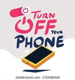 Turn Off Your Phone Logo Caligraphy Character Illustration Vector