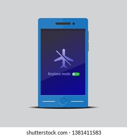 Turn on airplane mode on the smartphone,vector flat design.
