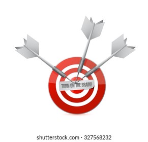 turn on the brain target sign concept design graphic