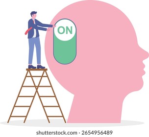 Enciende el cerebro para pensar, creatividad, pensamiento o concentración,
