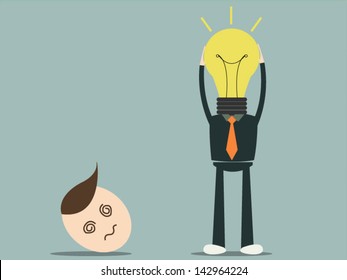 Turn on bulb head idea , business concept, vector format