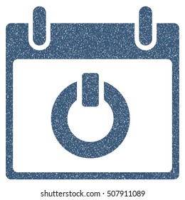 Turn on Calendar Day grainy textured icon for overlay watermark stamps. Flat symbol with unclean texture. Dotted vector blue ink rubber seal stamp with grunge design on a white background.