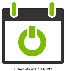Turn on Calendar Day vector pictogram. Style is flat graphic bicolor symbol, eco green and gray colors, white background.