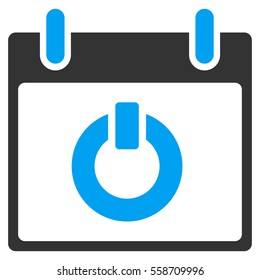 Turn On Calendar Day vector toolbar icon. Style is bicolor flat icon symbol, blue and gray colors, white background.