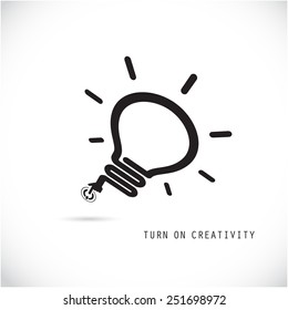 Turn on Creative light bulb concept, design for poster, flyer, cover or brochure. Business idea and education concept. Vector illustration