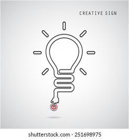 Turn on Creative light bulb concept, design for poster, flyer, cover or brochure. Business idea and education concept. Vector illustration