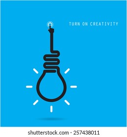 Turn on Creative light bulb concept, design for poster, flyer, cover or brochure. Business idea and education concept. Vector illustration