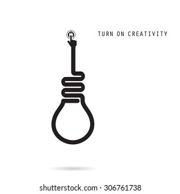 Turn on Creative light bulb concept, design for poster, flyer, cover or brochure. Business idea and education concept. Vector illustration