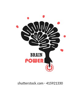 Turn on Creative Light Bulb concept.Brain Logo design vector template.Think Idea concept.Brainstorm Power Thinking Brain icon. Business idea and Education concept. Vector illustration