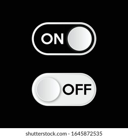 Turn on dark mode. On and Off toggle switch button. Dark theme on your device or site. Vector illustration.

