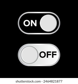 Turn on dark mode. On and Off toggle switch button flat vector design