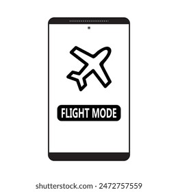 Turn on Flight Mode Symbol on Mobile screen isolated on white background. Editable vector EPS available