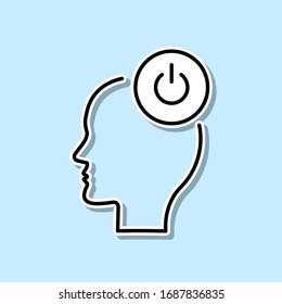 Turn on, head, power sticker icon. Simple thin line, outline vector of Creative thinking icons for ui and ux, website or mobile application