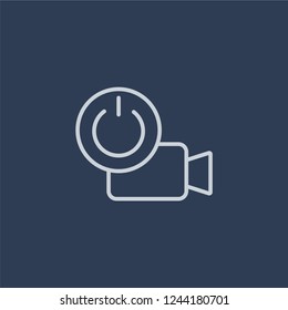 Turn on icon. Trendy flat vector line Turn on icon on dark blue background from Cinema collection. 