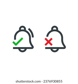 Ein- und Ausschalten des Glockenbenachrichtigungskonzepts zur Illustration der Designlinie Vektorsymbol