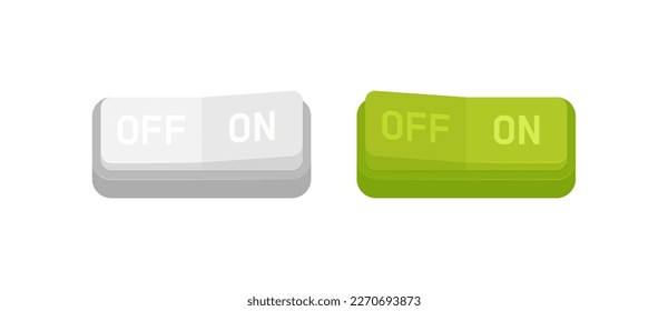 Turn on or off button set. Realistic toggle switch on or off. Switch for control electric light. Vector illustration.