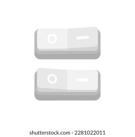 Turn on or off button set. Realistic toggle switch on or off. Switch for control electric light. Vector illustration.