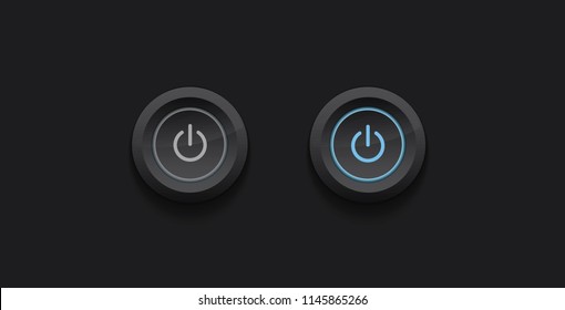 Turn On  Off Button - Vector Dark Design