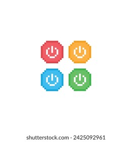 turn on off  icon 8 bit, pixel art  switch on off  icon power button  for game  logo.