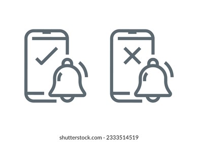 turn on or off notification on smartphone concept illustration line icon design editable vector eps10