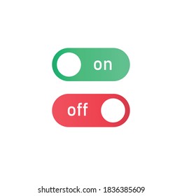 Turn on and turn off swipe buttons  green and red isolated on white background. Switch symbol. Toggle icon template. Vector flat design illustration.