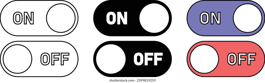 Turn on off toggle switch icon lined, isolated and colored style. Vector illustration