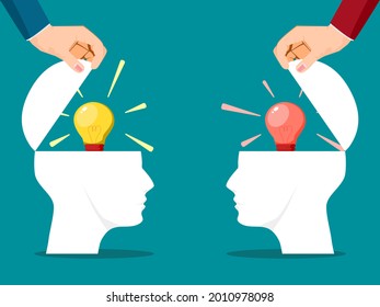 Turn on two people brains with different colored light bulbs. different creative ideas