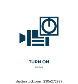 turn on vector icon. turn on, arrow, direction filled icons from flat cinema concept. Isolated black glyph icon, vector illustration symbol element for web design and mobile apps