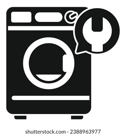 Turn on washing machine icon simple vector. After repair service. Heating water