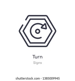 turn outline icon. isolated line vector illustration from signs collection. editable thin stroke turn icon on white background