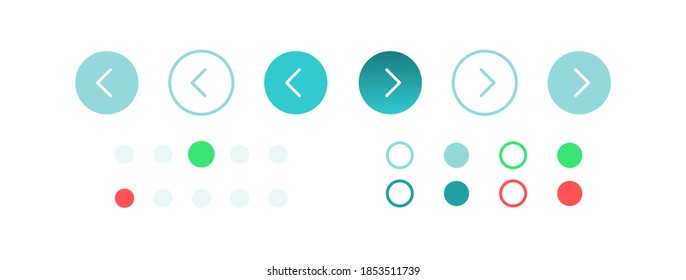Turn Page Buttons UI Elements Kit. Filled And Empty Checkboxes Isolated Vector Icon, Bar And Dashboard Template. Web Design Widget Collection For Mobile Application With Light Theme Interface