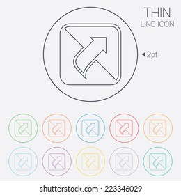 Turn page sign icon. Peel back the corner of the sheet symbol. Thin line circle web icons with outline. Vector