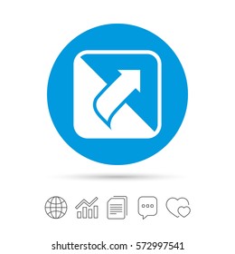 Turn Page Sign Icon. Peel Back The Corner Of The Sheet Symbol. Copy Files, Chat Speech Bubble And Chart Web Icons. Vector